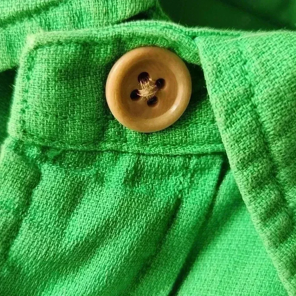 Vtg Polo Ralph Lauren linen blend short sleeve shirt‎ Kelly Green Sz L
